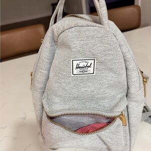 Herschel Supply Company Heathered Light Gray Mini Backpack with Gold Hardware